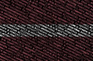 Latvia flag is depicted on the screen with the program code. The concept of modern technology and site development photo