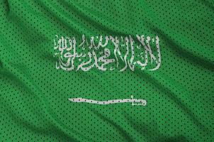 Saudi Arabia flag printed on a polyester nylon sportswear mesh f photo