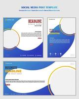 White blue background social media post template vector