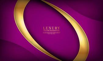 3D purple luxury abstract background overlap layer on dark space with golden waves decoration. Graphic design element fluid style concept for banner, flyer, card, brochure cover, or landing page vector