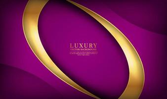 3D purple luxury abstract background overlap layer on dark space with golden waves decoration. Graphic design element fluid style concept for banner, flyer, card, brochure cover, or landing page vector