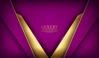 3D purple luxury abstract background overlap layer on dark space with golden lines decoration. Graphic design element elegant style concept for banner, flyer, card, brochure cover, or landing page