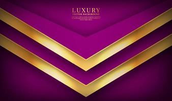 3D purple luxury abstract background overlap layer on dark space with golden lines decoration. Graphic design element elegant style concept for banner, flyer, card, brochure cover, or landing page vector