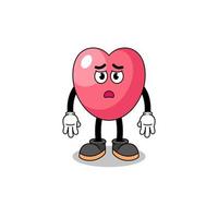 heart symbol cartoon illustration with sad face vector