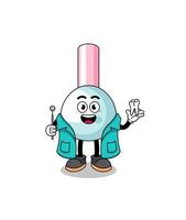 Illustration of cotton bud mascot as a dentist vector