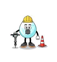 caricatura de personaje de gota de leche trabajando en la construcción de carreteras vector