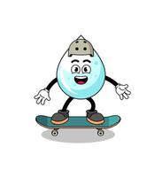 milk drop mascot playing a skateboard vector