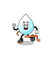 Mascot cartoon of milk drop running on finish line vector