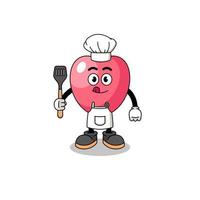 ilustración de la mascota del chef del símbolo del corazón vector