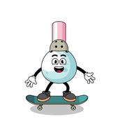 cotton bud mascot playing a skateboard vector