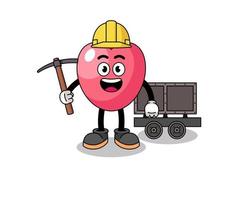 Mascot Illustration of heart symbol miner vector