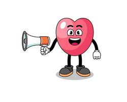 heart symbol cartoon illustration holding megaphone vector