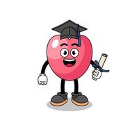 heart symbol mascot with graduation pose vector