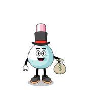 cotton bud mascot illustration rich man holding a money sack vector