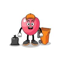 Illustration of heart symbol cartoon as a garbage collector vector