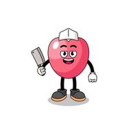 Mascot of heart symbol as a butcher vector