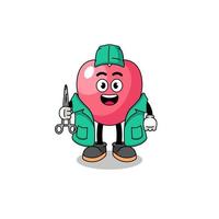 Illustration of heart symbol mascot as a surgeon vector