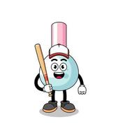 caricatura de mascota de bastoncillo de algodón como jugador de béisbol vector