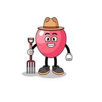 Cartoon mascot of heart symbol farmer vector