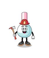 Cartoon mascot of cotton bud firefighter vector