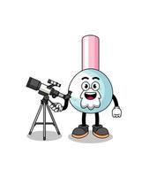 Illustration of cotton bud mascot as an astronomer vector