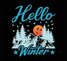 Hello winter t shirt design vector