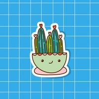 Mexican cactus in a pot. Cute doodle houseplant. Vector illustration. An element for creating postcards, posters, notebooks, T-shirts.