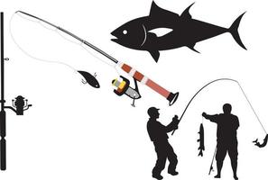 fishing silhouette vector and fish silhouette vector.