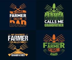 paquete de diseño de camiseta de granjero papá, conjunto de diseño de camiseta de granjero de conductor de tractor, vector