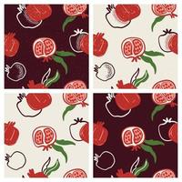 Seamless pomegranat pattern. Artistic texture. Vintage color scheme. Vector repeat background for colorful fabric, paper, interior decor.