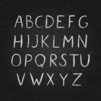 Chalk vector alphabet. Retro hand drawn letters A-Z isolated on chalkboard. Sans serif font. Latin uppercase handwriting symbols.