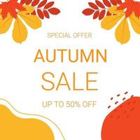 Autumn sale banner with yellow and red leaves. Fall background. Best for shopping sale, promo poster or web banner. vector