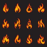 Vector Fire Flame Icon Set In Flat Style