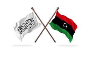 Islamic Emirate of Afghanistan versus Libya Two Country Flags photo