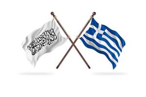 Islamic Emirate of Afghanistan versus Greece Two Country Flags photo
