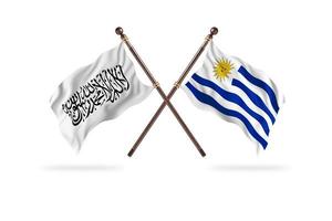 Islamic Emirate of Afghanistan versus Uruguay Two Country Flags photo