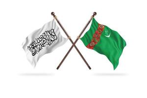 Islamic Emirate of Afghanistan versus Turkmenistan Two Country Flags photo