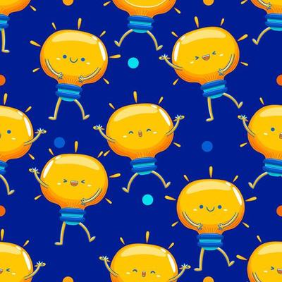 Light Bulb Mascot Seamless Pattern