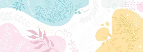 Design banner frame flower Spring background with beautiful. flower background for design. Colorful background with tropical plants. Place for your text. vector