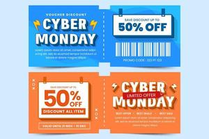 Cyber Monday voucher or ticket design template vector