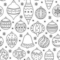 Seamless pattern of christmas balls doodle. New Year decoration in sketch style. Hand drawn vector illustration