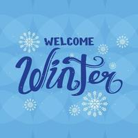 happy winter vintage text lettering script vector