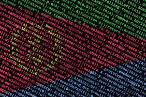 Eritrea flag is depicted on the screen with the program code. The concept of modern technology and site development photo
