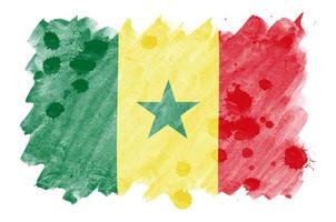 Senegal flag is depicted in liquid watercolor style isolated on white background photo