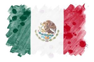 Mexico flag is depicted in liquid watercolor style isolated on white background photo