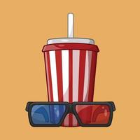 Striped Cola Cup with 3d Eyeglasses vector