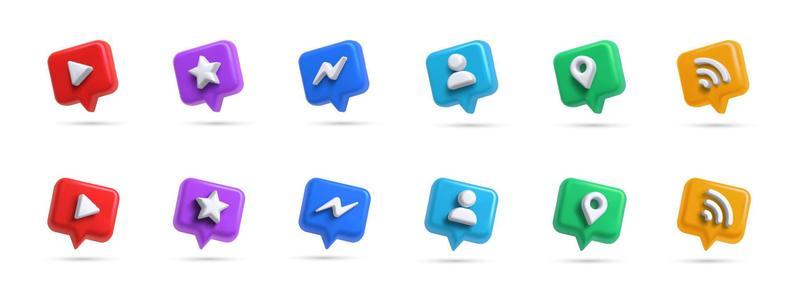 3d social media icon set
