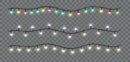 Electric glowing multicolored garlands set of design elements vector