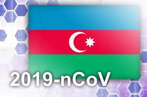 bandera de azerbaiyán y composición abstracta digital futurista con inscripción 2019-ncov. concepto de brote de covid-19 foto