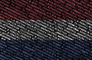 Netherlands flag is depicted on the screen with the program code. The concept of modern technology and site development photo